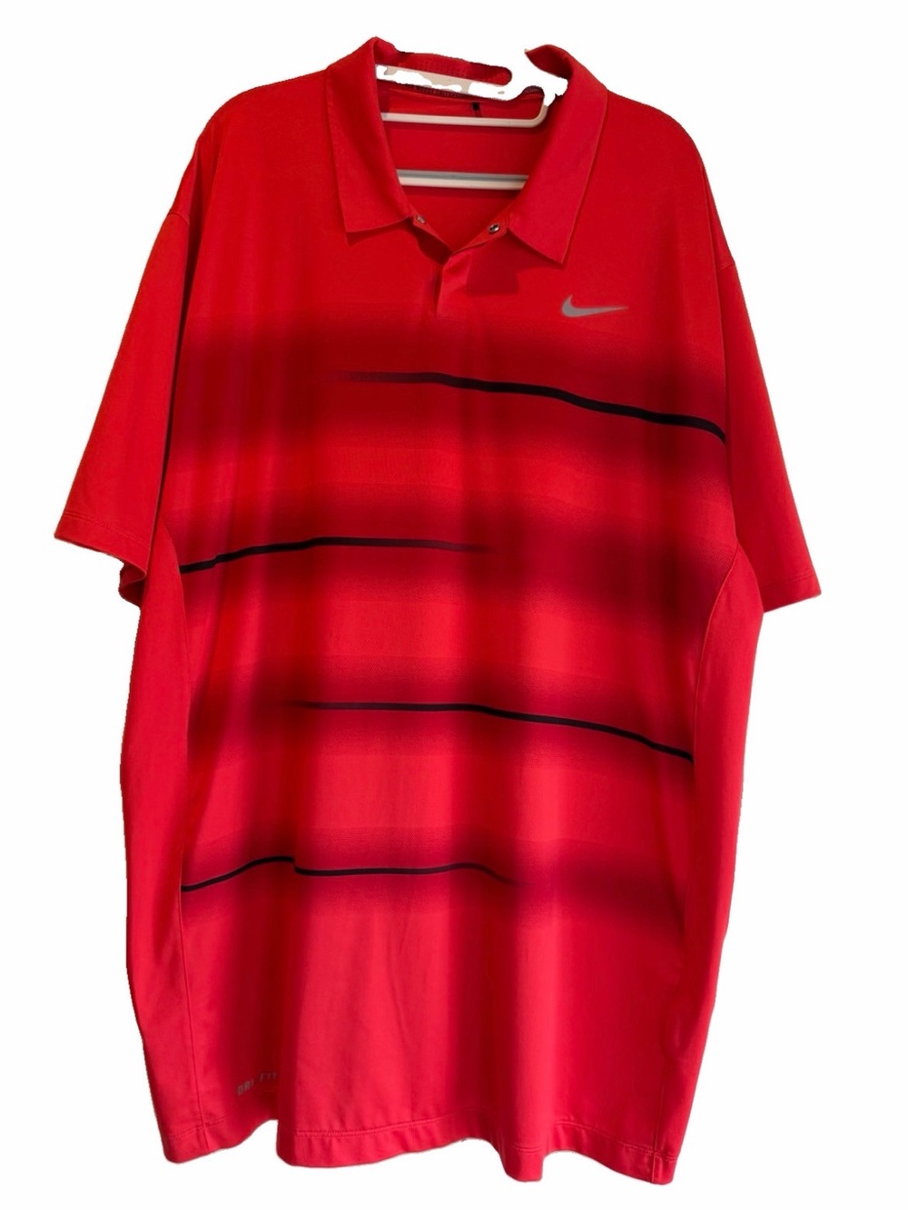 Nike TW Tiger Woods Collection Red Black Fade Ombré Stripe Golf Polo XXL